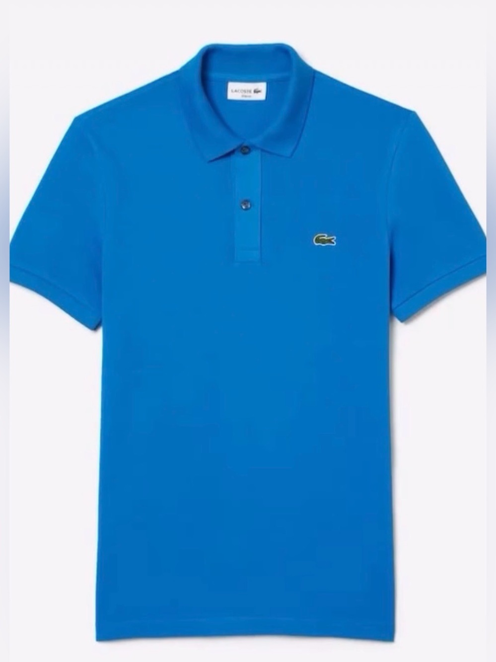 Authentic Lacoste Men's Blue Polo with Green Crocodile Logo- Blue-k1q